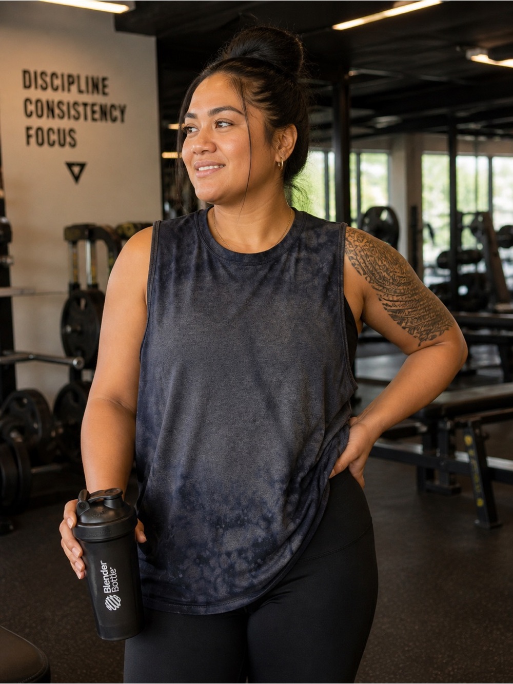 Athletic Works Black Tie-Dye Muscle Tee